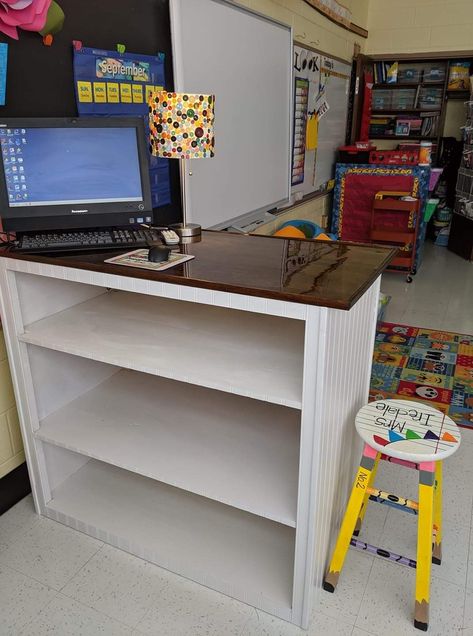 Teacher Carpet Area, Teacher Projector Station, Tall Teacher Desk, Teacher Refrigerator Area, Kidney Desk Classroom, Diy Teacher Podium, Small Teacher Desk Area, Classroom Without Teacher Desk, Desk Classroom Arrangement