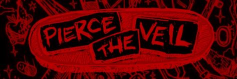 Pierce The Veil Banner, Emo Decor, Red Aesthetic Grunge, Creepy Core, Black Banner, Emo Aesthetic, Sea Wallpaper, Band Wallpapers, Horror Themes