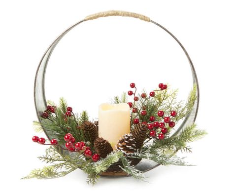 Winter Wonder Lane Pine & Berry Ring LED Candle Centerpiece | Big Lots Winter Table Centerpieces, Holiday Party Centerpieces, Christmas Party Centerpieces, Christmas Wedding Centerpieces, Xmas Centerpieces, Winter Floral Arrangements, Christmas Centers, Winter Centerpieces, Christmas Scented Candles