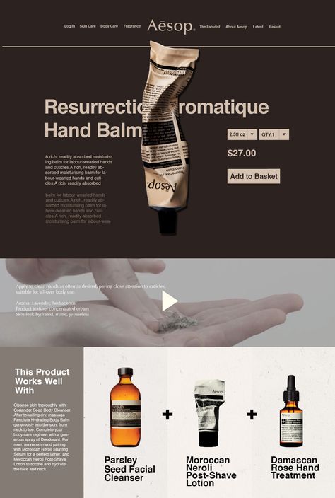 Aesop redesign website on Behance Single Product Website Design, Beauty Website Design, Product Layout, 블로그 디자인, Layout Editorial, Product Website, Beautiful Website Design, Digital Communication, Design Café