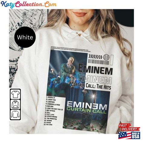 Eminem Curtain Call The Hits New Album Vintage Bootleg Inspired Shirt Graphic Tee Singer Music Hoodie T-Shirt Check more at https://katycollection.com/product/eminem-curtain-call-the-hits-new-album-vintage-bootleg-inspired-shirt-graphic-tee-singer-music-hoodie-t-shirt/ Eminem Curtain Call, Eminem Hoodie, Eminem Style, Eminem T Shirt, Rap God, Curtain Call, Slim Shady, T Shirt Oversized, Outfits Ideas