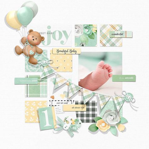 Birth Announcement Scrapbook Page Layout, Gender Reveal Scrapbook Layout, Baby Scrapbook Pages Layouts, Baby Shower Scrapbook Layouts, Gender Reveal Scrapbook Page, Scrapbook Ideas For Baby, Baby Album Ideas Scrapbooking, Baby Scrapbook Ideas Layout, Baby Scrapbook Layouts