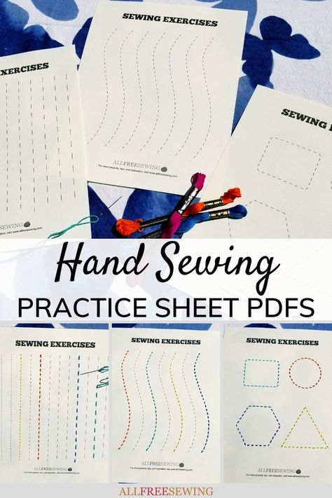 Print out our sewing lines on paper PDFs and get better at sewing by hand. Our free sewing worksheets provide lots of lines and shapes to sew. They'll love these Kid-Friendly Hand Sewing Practice Sheets PDFs! Hand Sewing Practice, Kids Hand Sewing Projects, Sewing Worksheets, Sewing Practice Sheets, Sewing Practice, Sewing Activities, Hand Stitching Techniques, Teaching Sewing, Sewing Guide