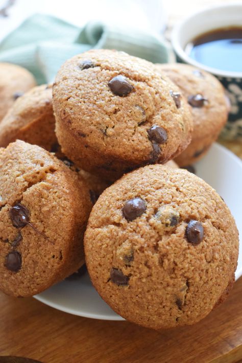 Chocolate Chip Bran Muffins - Julia's Cuisine Chocolate Bran Muffins, Chocolate Chip Bran Muffins, Banana Bran Chocolate Chip Muffins, Banana Bran Muffins With All Bran Cereal, 30 Day Bran Muffins Recipe, Easy Bran Muffins Healthy, Breakfast Finger Foods, Banana Choc Chip Muffins, Oat Bran Muffins