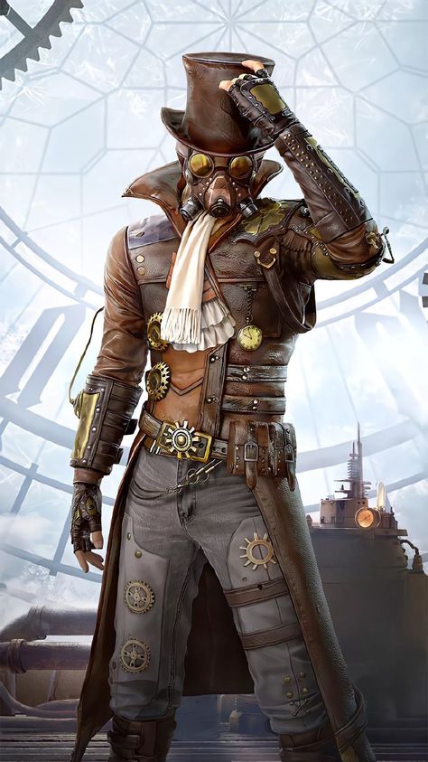 Steampunk Assassin Art, Steampunk Assassin Female, Steampunk Scientist Character Design, Steam Punk Scientist, Inventor Pose Reference, Steampunk Healer, Steampunk Necromancer, Steampunk Barbarian, Steam Punk Character Design Male