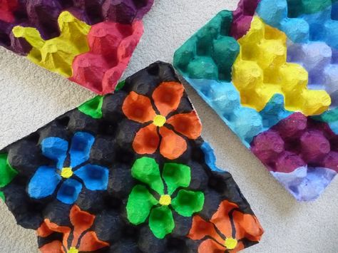 8 FUN WAYS TO PAINT ON SOMETHING OTHER THAN PAPER Egg Carton Art, Egg Carton Flowers, Egg Carton Crafts, Egg Carton, Recycled Art, Recycled Crafts, Elementary Art, Childrens Art, Teaching Art