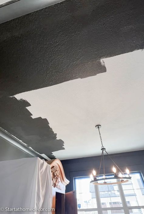 Stomped Ceiling, Remove Textured Ceiling, Textured Ceiling Paint, Dark Painted Ceiling, Painting Popcorn Ceiling, Artex Ceiling, Ceiling Texture Types, Textured Ceiling, Stucco Ceiling