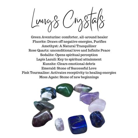 Crystals For Lung Healing, Lung Health, Healing Crystals For You, Card Meanings, Crystal Green, Orgone Energy, Spiritual Crystals, Tarot Card Meanings, Breathe Easy