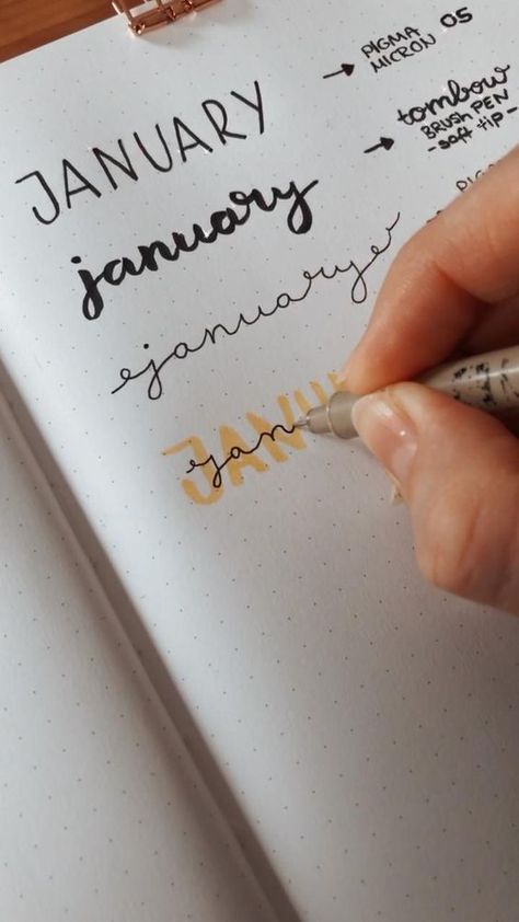 Fonts January Header Ideas, January Font Hand Lettering, January Header, January Font, Journal Lettering Ideas, Handlettering Ideas, Bullet Journal Lettering, Fonts For Logos, Fonts Lettering