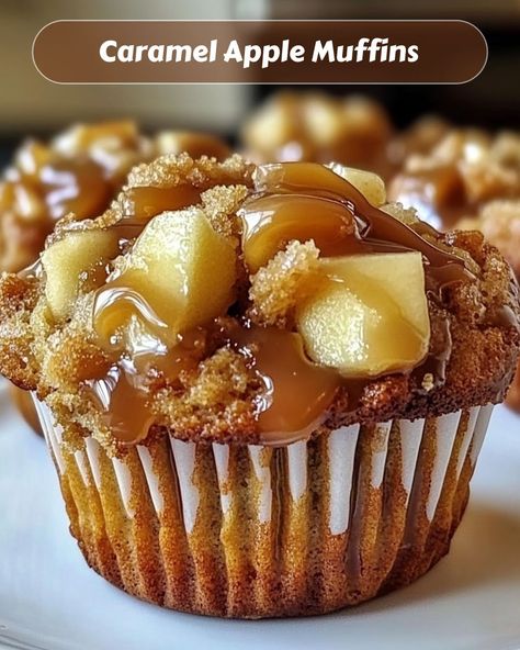 Luscious Caramel Apple Muffins 🍏🍮 These moist and tender Caramel Apple Muffins are packed with fresh apple chunks and topped with a rich caramel drizzle, making them a perfect autumn treat! Ingredients: For the Muffins: - 1 ½ cups all-purpose flour - 1 teaspoon baking powder - ½ teaspoon baking soda - ½ teaspoon ground cinnamon - ¼ teaspoon salt - ½ cup unsalted butter, softened - ½ cup granulated sugar - ½ cup brown sugar - 2 large eggs - 1 teaspoon vanilla extract - ½ cup sour cream - 1 ... Baking With Fresh Apples, Apple Muffins With Fresh Apples, Butterscotch Muffins, Pound Cake Muffins, Caramel Apple Muffins, Caramel Pound Cake, Apple Muffin, Sour Cream Muffins, Caramel Apple Cookies