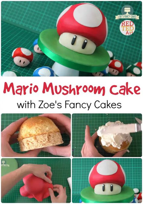 Nintendo Birthday Party, Super Mario Brothers Party, Mushroom Cupcakes, Zoes Fancy Cakes, Mario Birthday Cake, Mario Bros Cake, Mushroom Cake, Super Mario Bros Birthday Party, Super Mario Cake