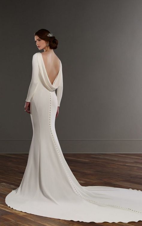 Cowl neck wedding dress with sleeves | fabmood.com #weddingdress #weddingdresses #weddinginspiration #weddingdresssleeves #longsleeveweddingdress #cowlbackweddingdress Cowl Back Wedding Dress, Cowl Neck Wedding Dress, Boat Neck Wedding Dress, Sleeved Wedding Dress, Long Sleeve Bridal Dresses, Wedding Dress Types, Wedding Dress With Sleeves, Sleeved Wedding, Neck Wedding Dress