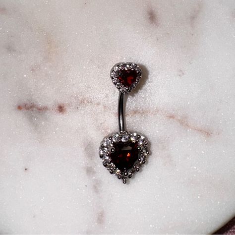 14g Romantic Heart Belly Button Ring Color: Red Silver Size: 14g (1.6mm) X 10mm Top Heart Diameter: 7.5mm Bottom Heart Diameter: 11.5mm Material: 316l Surgical Steel & Cubic Zirconia This Cute & Romantic Piercing Will Include 1 Pc Belly Button Ring & Safe Packing. All Jewelry In Shop Are Brand New. No Returns Are Accepted Because Of Sanitary Reasons. I Have Variety Of Piercings, Check Closet For More Jewelry.