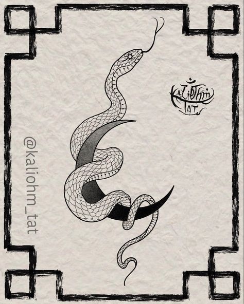 Lilith Snake Tattoo, Snake Moon Tattoo, Snake And Moon Tattoo, Snake And Dagger Tattoo, Moon Tattoo Design, Tattoo Snake, Garter Snake, Crescent Moon Tattoo, Snake Tattoo Design