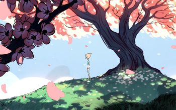 Wallpaper ID: 735751 Pearl Drawing, Kevin Dart, Steven Universe Background, Steven Universe Wallpaper, Cartoon Background, Blossom Trees, Animation Background, Crystal Gems, Anime Scenery