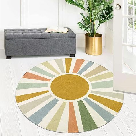 Amazon.com: STARUIA Boho Sun Round Rug 4 Ft,Colorful Washable Rug for Bedroom,Circle Nursery Rug for Kids Room,Non-Slip Carpet Soft Throw Area Rug for Entryway Living Room Dorm : Baby Bedroom Reading Corner, Rug For Kids Room, Princess Room Decor, Rug For Entryway, Colorful Nursery, Rug For Kids, Area Room Rugs, Classroom Rug, Playroom Rug