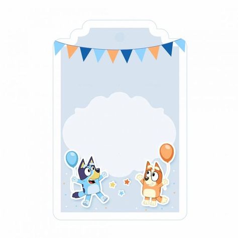 Birthday Party Invite Template, Bluey Birthday Party, Baby Birthday Party Theme, Birthday Party Games For Kids, Bluey Birthday, Kids Themed Birthday Parties, Birthday Party Stickers, 2nd Birthday Party Themes, Peppa Pig Birthday