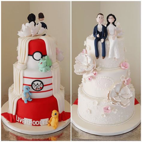 Nerd Wedding Cake, Gaming Wedding, Gaming Wedding Cake, Nerdy Wedding Cakes, Sailor Moon Wedding, Pokemon Birthday Cake, Nerd Wedding, Geeky Wedding, Nerdy Wedding