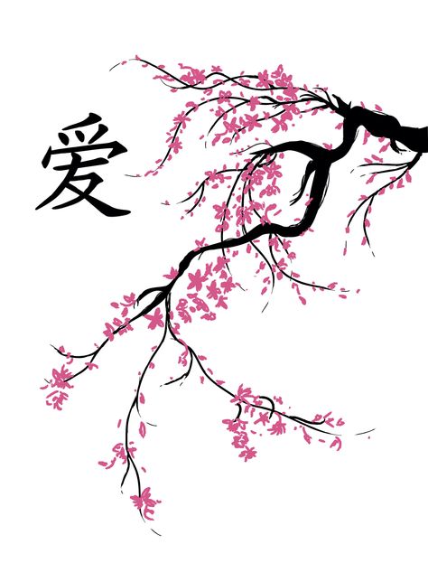 Sakura Tree Silhouette, Cherry Tree Silhouette, Flower Tree Drawing, Sakura Tree Drawing, Cherry Blossom Silhouette, Tree Tattoo Black, Cherry Tree Tattoos, Cherry Blossom Tree Tattoo, Black Sakura