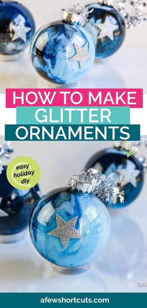 Shatterproof Ornament Crafts, Space Ornaments Diy, Christmas Clear Ornament Ideas, Easy Holiday Diy, Floor Wax, Glitter Ornaments Diy, How To Make Glitter, Galaxy Style, Holiday Diy Projects