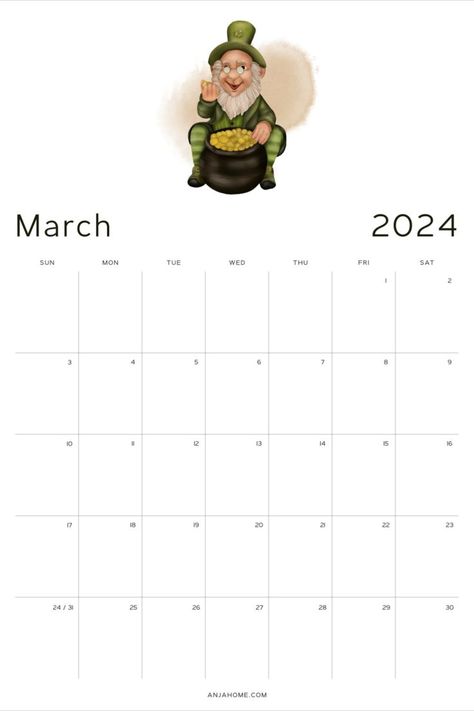 cute March 2024 calendar free printable bullet journal planner template featuring St Patrick's Day image Minimal Bullet Journal, Calendar Free Printable, Calendar Aesthetic, Bullet Journal Planner, 2024 Calendar, Spring Activities, March 2024, Get Organized, Planner Bullet Journal