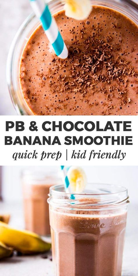 Healthy Shakes For Kids, Chocolate Smoothie For Kids, Kid Smoothie Recipes, Kids Smoothie Recipes, Chocolate Peanut Butter Banana Smoothie, Kid Friendly Smoothies, Peanutbutter Smoothie Recipes, Toddler Smoothies, Banana Apple Smoothie