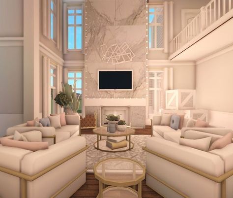 Mansion Living Room, House Ideas Minimalist, Fancy Living Rooms, Minimalist Bloxburg, Cute Living Room, Bloxburg House Ideas Layout, Free House Design, House Decorating Ideas Apartments, Small House Layout