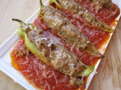 Stuffed Pepper Appetizer, Banana Peppers Stuffed, Stuffed Peppers Appetizer, Sausage Stuffed Peppers, Recipes With Banana Peppers, Pepper Recipes, Summer Food Party, Michael Symon, Banana Peppers