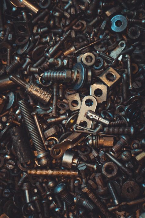 pile of bolt lot photo – Free Machine Image on Unsplash Mechanics Wallpaper, Mechanic Wallpaper, Mechanics Aesthetic, Factory Photography, Machine Image, Leaves Photo, Dark Background Wallpaper, Mechanical Art, Industrial Photography