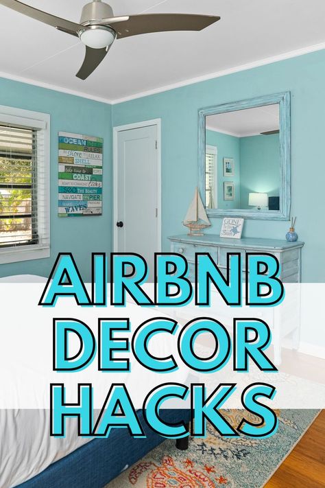 Decorate Beach House, Airbnb Decor Bathroom Ideas, Coastal Rental Home, Florida Rental Decor, Instagramable Walls Airbnb, B&b Decorating Ideas, Beach Vacation Rental Decor, Unique Airbnb Themes, Designing An Airbnb