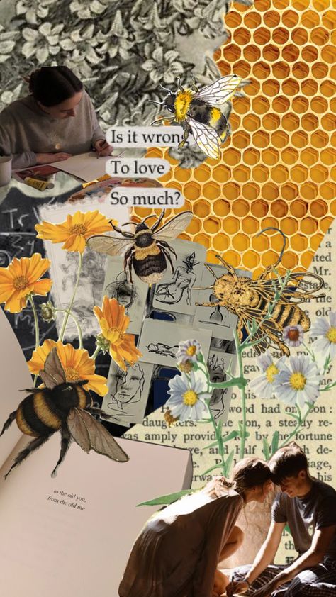 #alonewithyouintheether #books #love #bees #art #math #collage Bee Collage, Multimedia Collage, Bee Journal, Bees Art, Multimedia Arts, Collage Art Projects, Collage Ideas, Art Class, Digital Collage