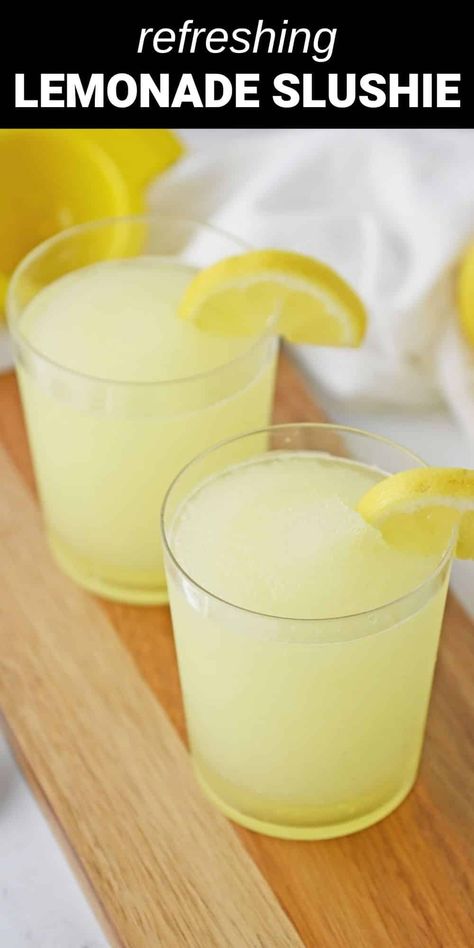 Lemonade Slushy Recipes, Home Made Slushies, Slushie Machine Recipes, Lemon Slushie Recipe, Frozen Lemonade Recipe, Slushy Recipes, Upscale Picnic, Slushies Recipes, Lemonade Slushie Recipe