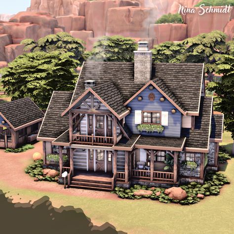 Speed Build & Download on YouTube Family Ranch House, Sims Exterior, Small Ranch House, Sims4 Builds, Sims Lots, Sims 4 Modern House, Sims 4 Cottage, Sims 4 Houses Layout, Family Ranch