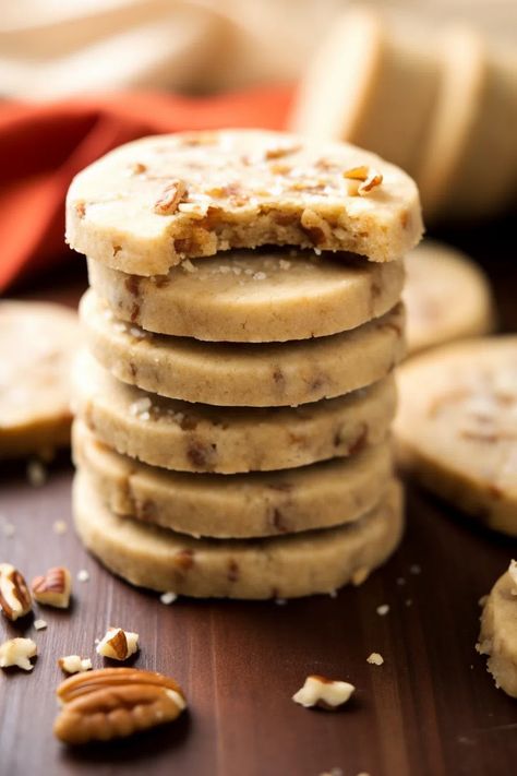 Toffee Pecan Shortbread Cookies - That Oven Feelin How To Make Toffee, White Velvet Cakes, Pecan Shortbread Cookies, Pecan Shortbread, Dipped Cookies, Toffee Bits, Shortbread Cookie, Crunchy Pecans, Cookie Exchange