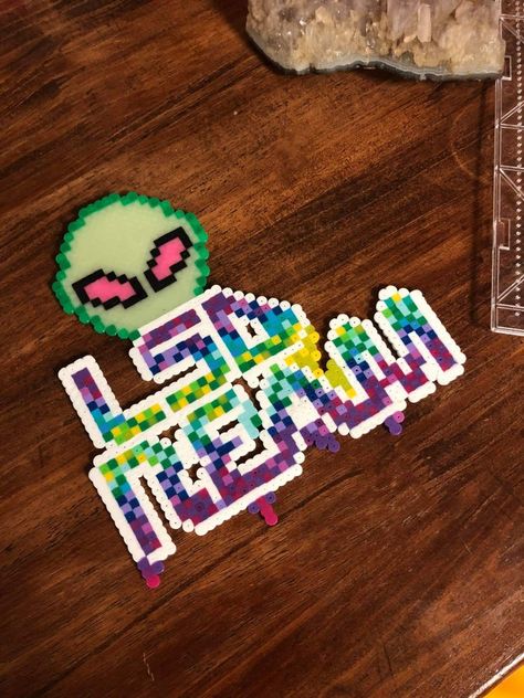 Lsdream Perler Pattern, Rave Perler Pattern Trippy, Rave Candy, Diy Kandi Bracelets, Diy Kandi, Easy Perler Beads Ideas, Knee Tattoo, Perler Bead Templates, Kandi Bracelets