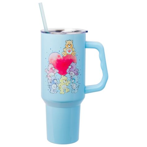 PRICES MAY VARY. CARE BEARS TUMBLER: This tumbler features a group shot of Tenderheart Bear, Cheer Bear, Grumpy Bear, Funshine Bear, Bedtime Bear, and Share Bear. In the center of the group is a large red heart. Stainless steel tumbler is complete with a blue background and straw. HYDRATE ON THE GO: This stainless steel tumbler holds up to 40 ounces of your favorite beverage. Stainless steel tumbler comes with a secure screw-on lid, reusable straw, and handle making this the perfect cup to keep Tenderheart Bear, Bedtime Bear, Funshine Bear, Grumpy Bear, Tumbler Making, Cheer Bear, Bear Watercolor, Tumbler With Handle, Reusable Straw