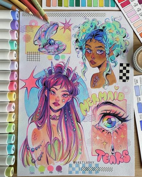 Art Markers Drawing, Sketchbook Art Journal, Youtube Instagram, Arte Sketchbook, Dessin Adorable, Art And Illustration, Art Inspiration Painting, Book Art Drawings, Art Tutorials Drawing