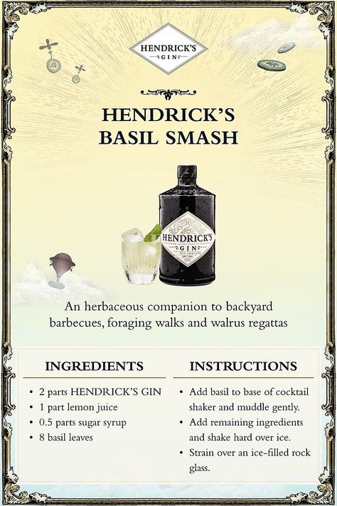 WELCOME TO THE HENDRICKS GINERATOR Hendricks Gin Cocktails, Gin Basil Smash, Basil Smash, Hendrick's Gin, Cocktail Mixology, Lemon Drop Martini, Hendricks Gin, Summer Gathering, Backyard Barbecue