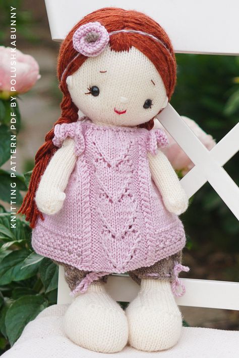 Handmade doll Knitting Dolls Free Patterns, Knitted Dolls Free, Toy Clothes, Hand Knit Doll, Knitted Doll Patterns, Pattern Outfits, Knitting Dolls Clothes, Knitting Patterns Toys, Clothes Pattern