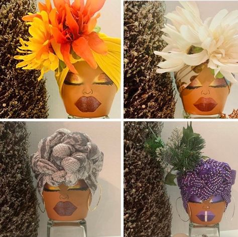 Flower Pot Art, Painted Terra Cotta Pots, Flower Pot Crafts, Diy Flower Pots, Decorated Flower Pots, Painted Flower Pots, Unique Centerpieces, Head Planters, How To Make Drawing