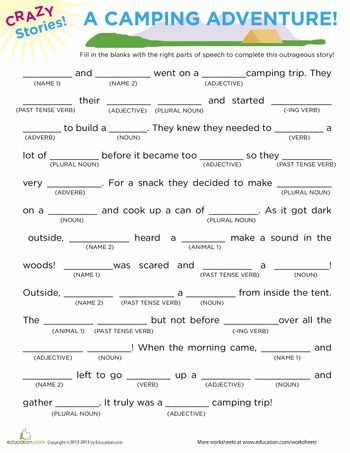 Worksheets: Fill in the Blanks Story: Camping- Great to do & read at camping! Fill In The Blanks Story, Camp Read, Camping Desserts, Camping Site, Girl Scout Camping, Girl Scout Ideas, Scout Camping, Camping Checklist, Camping Adventure