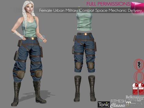 Second Life Marketplace - %50SUMMERSALE SAVE!! 3in1 Full Perm Female Urban Military Combat Space Mechanic Delivery Sci-fi Full Outfit Mechanic Outfit Female, Space Mechanic, Perm Female, Mechanic Outfit, Mechanic Clothes, Woman Mechanic, Outfit Female, Chat Line, Outfit Pieces