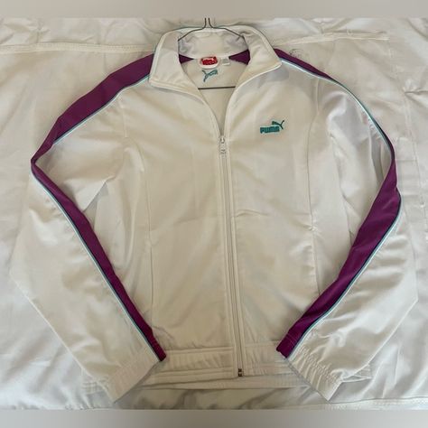 Puma Jacket Puma Outfit, Puma Jacket, Love It, Beautiful Colors, Color White, Blazer, Purple, Closet, White