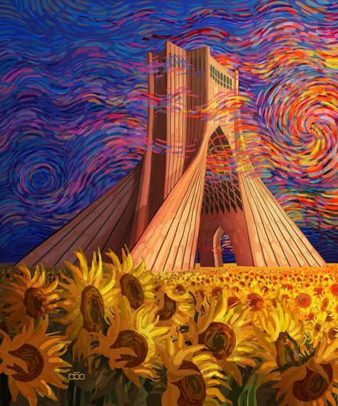 Iran Empire, Van Gogh Cartoon, Iran Painting, Woman Life Freedom Iran, Alireza Karimi, Iran Freedom, Freedom Iran, Yalda Night, Woman Life Freedom