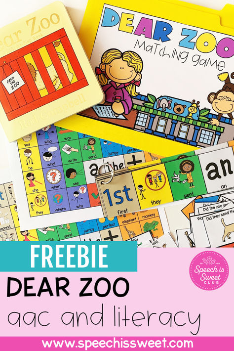 Your speech-language therapy students will love Dear Zoo by Rod Campbell! It is such an amazing book to use to enhance speech and language skills. This blog post reviews a free AAC and Literacy book companion! It features story boards, retelling strips, a file folder game, and more! This freebie is great for students using alternative and augmentative communication or any of your students who benefit from visuals. Dear Zoo Speech Therapy, Dear Zoo Activities, Speech Pathology Activities, Aac Activities, Student Folders, Zoo Book, Zoo Activities, Augmentative Communication, Dear Zoo