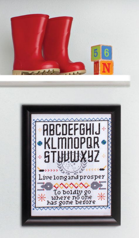 Star Trek FIRST LOOK: Star Trek Cross-Stitch-Live long and prosper. I so want to do this!! Star Trek Cross Stitch, Geek Cross Stitch, Snitches Get Stitches, Nerd Crafts, Film And Tv, Geek Crafts, Nature Cross Stitch, Stitch Ideas, Cross Stitch Alphabet