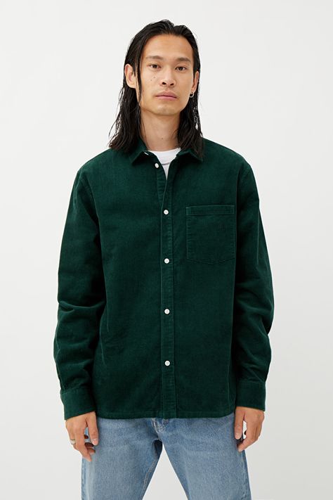 Wise Cord Shirt - Dark Green - Shirts - Weekday WW Dark Green Shirt, Swedish Street Style, Cord Shirt, Mens Shirts Online, Bleach Product, Youth Culture, Green Shirt, Men's Shirts, Shirt Online