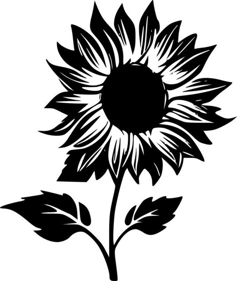 Sunflower - Minimalist and Flat Logo - Vector illustration Sunflower Illustration Black And White, Sunflower Minimalist, Sunflower Logo, Sunflower Vector, Sunflower Black And White, Sunflower Illustration, Illustration Black And White, Sunflower Drawing, Flat Logo