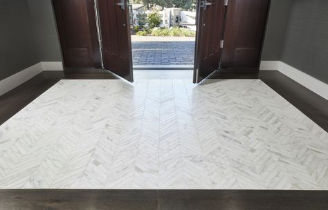 Make a statement in your entryway with our Just Design program. Select from several color options to customize any of the designs within the program to match your style. http://justdesign.arizonatile.com?_ga=2.151896633.1462908675.1511186935-984873647.1504808855 #design #justdesign #custom #customize #interiordesign Foyer Tile Ideas, Entryway Tile Floor, Foyer Tile, Limestone Floor Tiles, Entryway Tile, Neutral Tile, Foyer Flooring, Entry Tile, Entryway Flooring