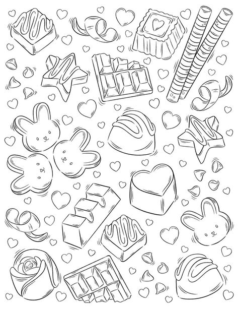 Coloring Pages Aesthetic Coquette, Coquette Coloring Page, Aesthetic Coloring Pages For Teens, Trendy Coloring Pages, Dessert Coloring Pages, Coloring Pages Food, Diy Coloring Books, Adult Coloring Books Printables, Art Activities For Toddlers